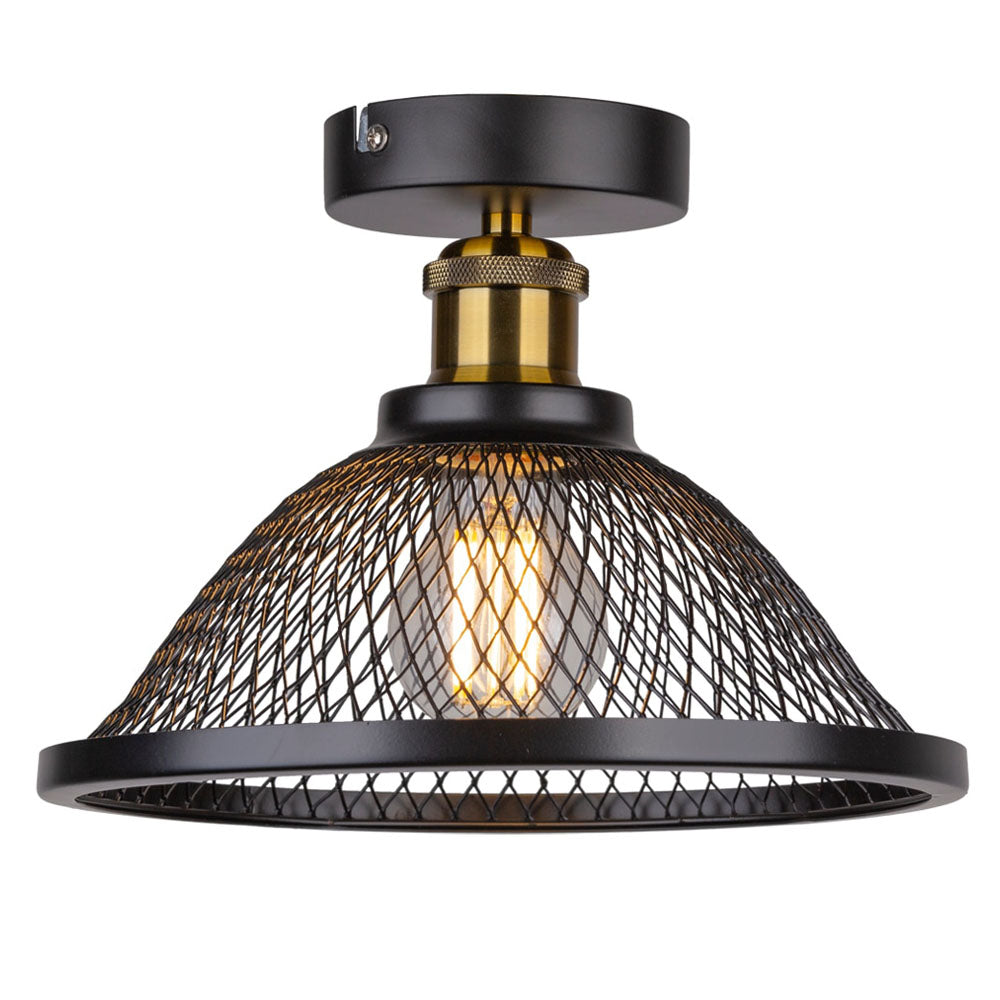 Round Cage Semi-Flush Ceiling Light