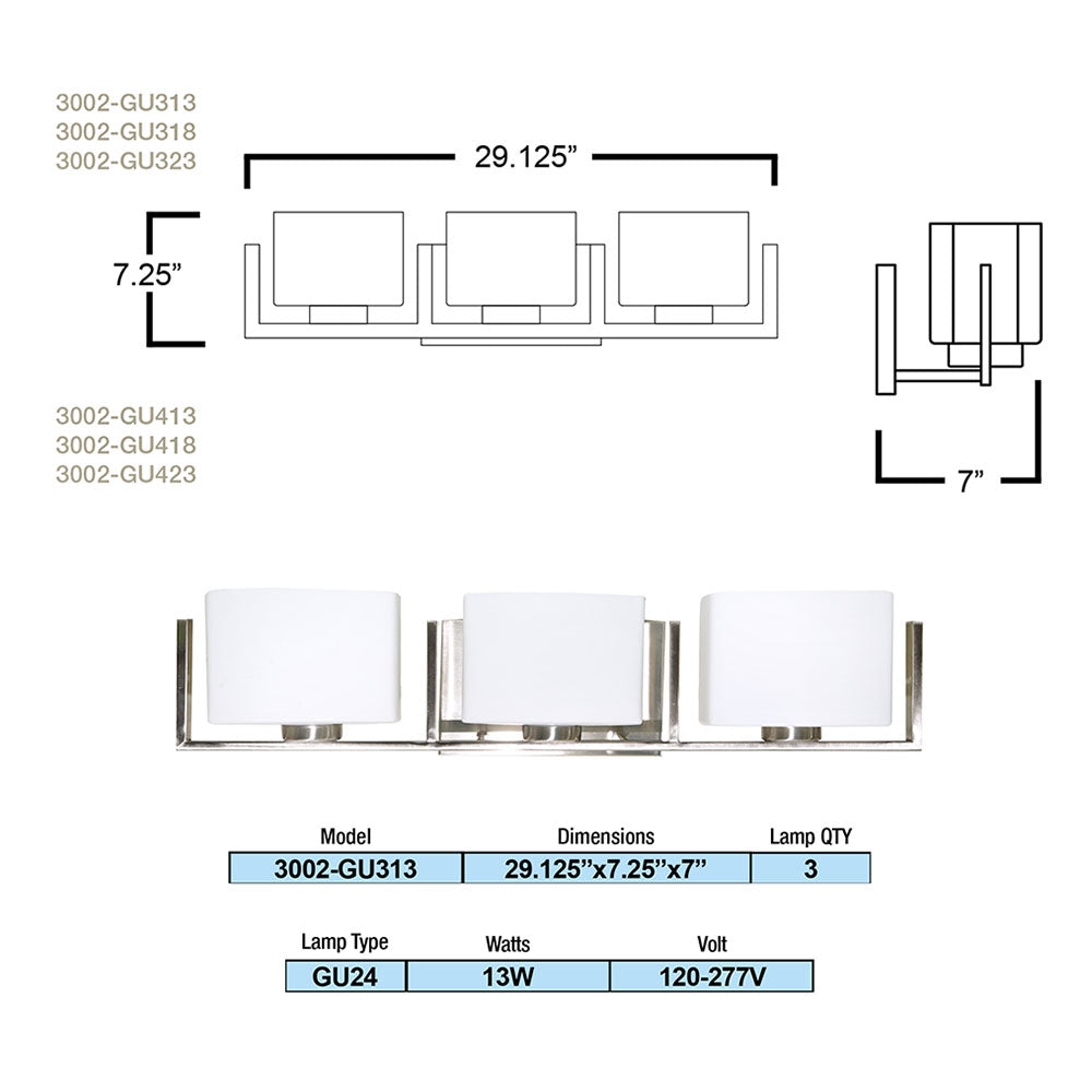 Modern Minimalist Vanity Light - 3 Light
